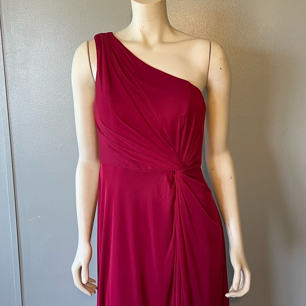 Azazie One-Shoulder Burgundy Dress,A8 - Picture 5 of 10